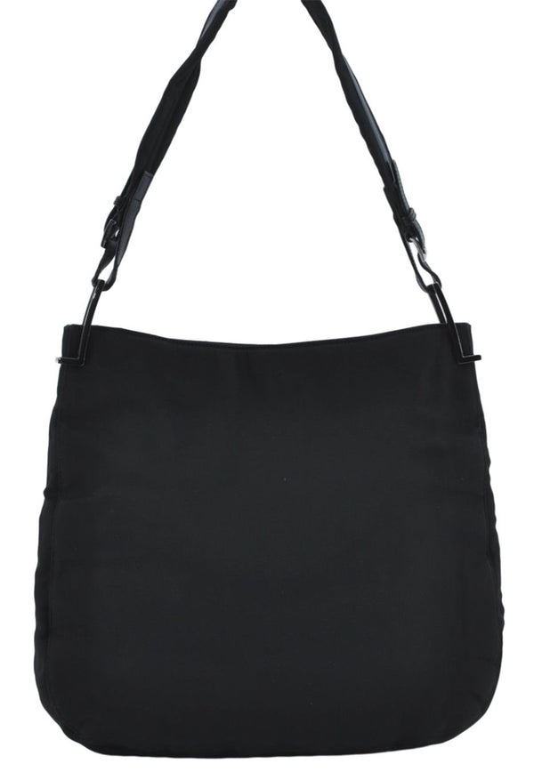 Authentic GUCCI Shoulder Hand Bag Purse Nylon Leather 0013166 Black  J2643