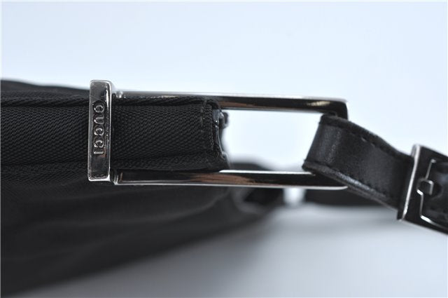 Authentic GUCCI Shoulder Hand Bag Purse Nylon Leather 0013166 Black  J2643