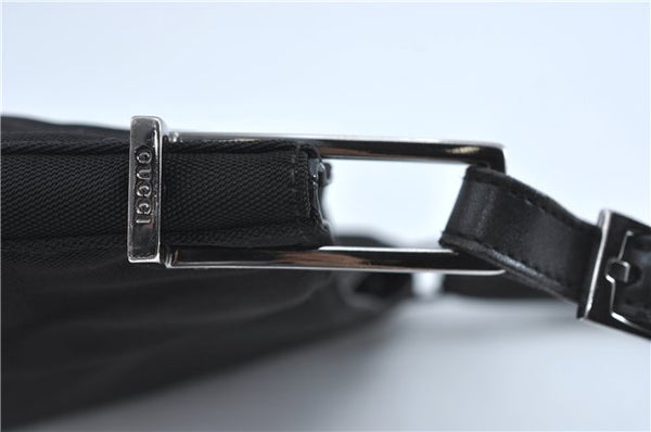 Authentic GUCCI Shoulder Hand Bag Purse Nylon Leather 0013166 Black  J2643