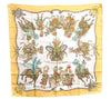 Authentic HERMES Carre 90 Scarf "Les Fetes du Roi Soleil" Silk Yellow  J2647