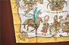 Authentic HERMES Carre 90 Scarf "Les Fetes du Roi Soleil" Silk Yellow  J2647