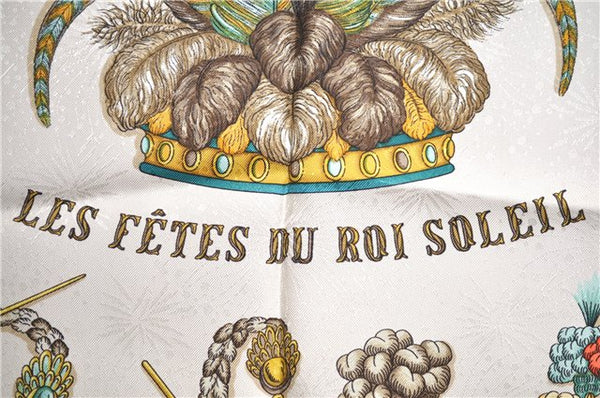 Authentic HERMES Carre 90 Scarf "Les Fetes du Roi Soleil" Silk Yellow  J2647