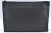 Authentic BALENCIAGA Navy Clip L Clutch Bag Calf Skin 373834 Black J2648