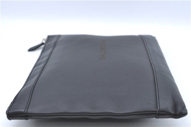 Authentic BALENCIAGA Navy Clip L Clutch Bag Calf Skin 373834 Black J2648