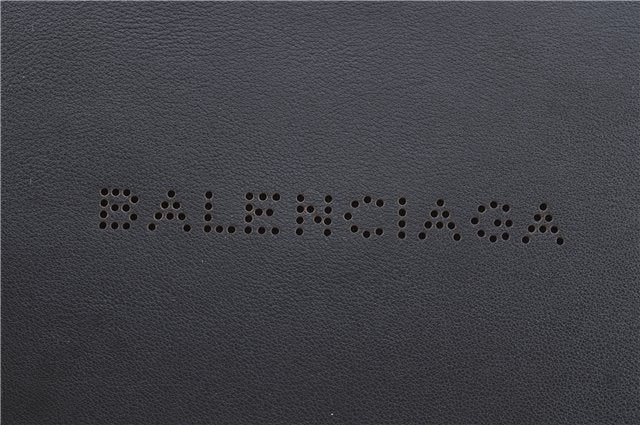 Authentic BALENCIAGA Navy Clip L Clutch Bag Calf Skin 373834 Black J2648