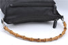 Authentic GUCCI Bamboo Shoulder Hand Bag Nylon Leather Black J2650