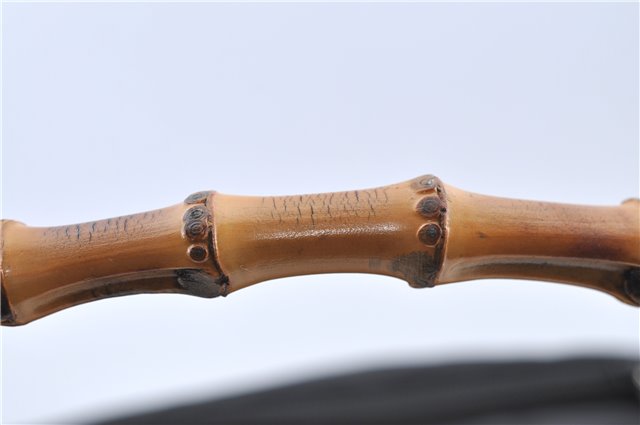 Authentic GUCCI Bamboo Shoulder Hand Bag Nylon Leather Black J2650