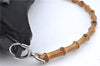 Authentic GUCCI Bamboo Shoulder Hand Bag Nylon Leather Black J2650