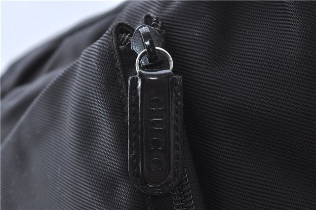 Authentic GUCCI Bamboo Shoulder Hand Bag Nylon Leather Black J2650