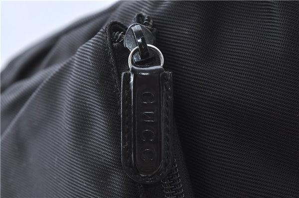 Authentic GUCCI Bamboo Shoulder Hand Bag Nylon Leather Black J2650