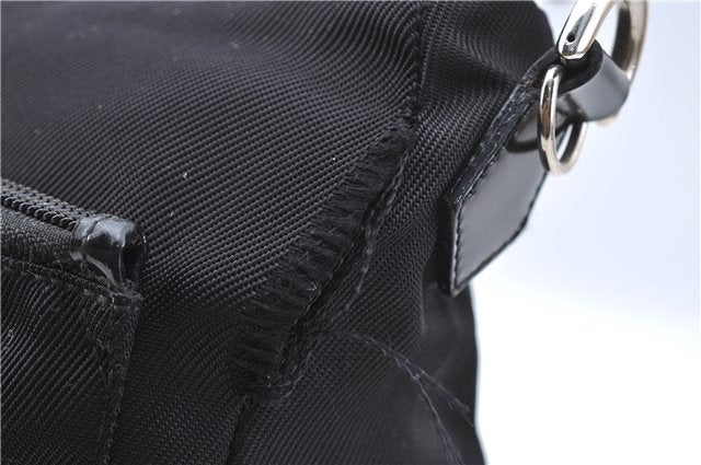 Authentic GUCCI Bamboo Shoulder Hand Bag Nylon Leather Black J2650