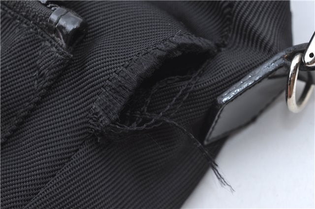 Authentic GUCCI Bamboo Shoulder Hand Bag Nylon Leather Black J2650