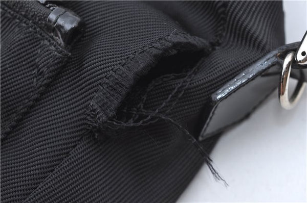 Authentic GUCCI Bamboo Shoulder Hand Bag Nylon Leather Black J2650