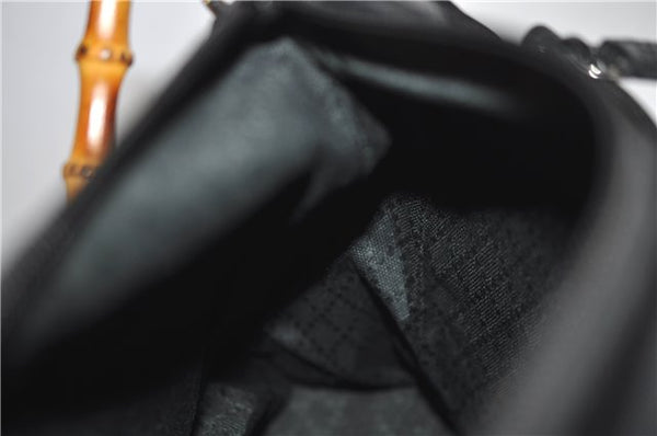 Authentic GUCCI Bamboo Shoulder Hand Bag Nylon Leather Black J2650