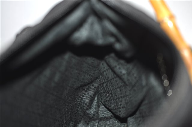 Authentic GUCCI Bamboo Shoulder Hand Bag Nylon Leather Black J2650