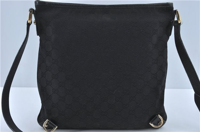 Authentic GUCCI Abbey Shoulder Cross Body Bag GG Canvas Leather Black J2652