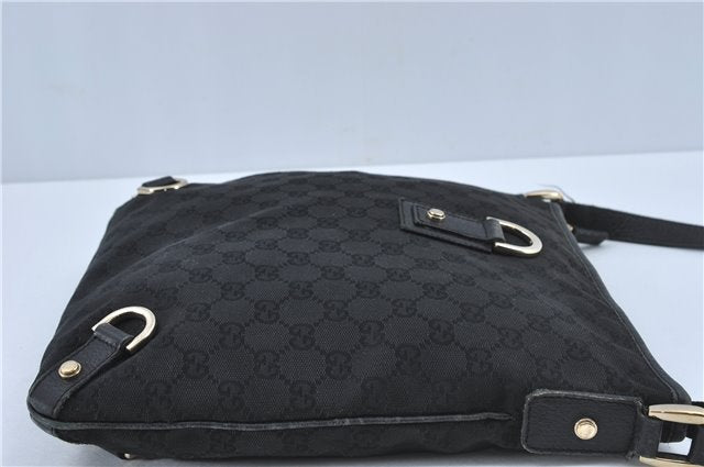 Authentic GUCCI Abbey Shoulder Cross Body Bag GG Canvas Leather Black J2652