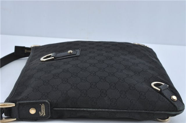 Authentic GUCCI Abbey Shoulder Cross Body Bag GG Canvas Leather Black J2652