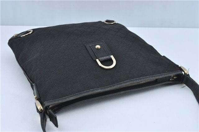 Authentic GUCCI Abbey Shoulder Cross Body Bag GG Canvas Leather Black J2652