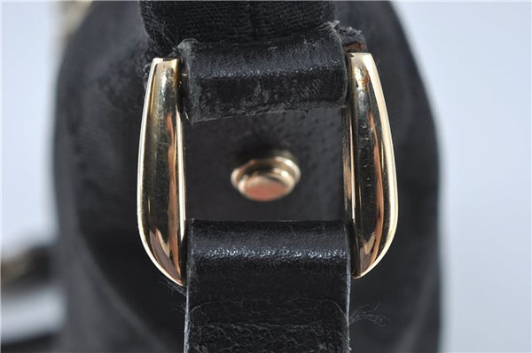 Authentic GUCCI Abbey Shoulder Cross Body Bag GG Canvas Leather Black J2652