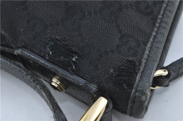 Authentic GUCCI Abbey Shoulder Cross Body Bag GG Canvas Leather Black J2652