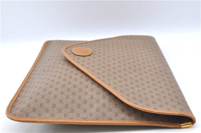 Authentic GUCCI Micro GG PVC Leather Documents Case Purse Brown J2662