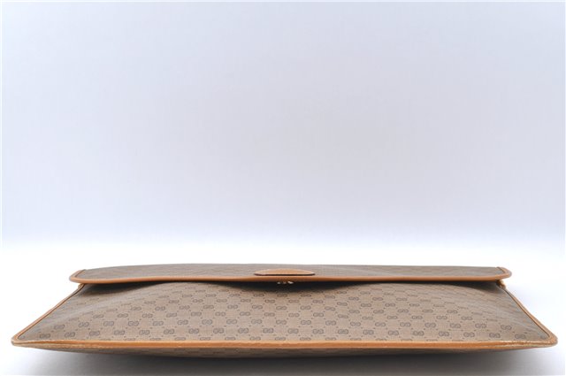 Authentic GUCCI Micro GG PVC Leather Documents Case Purse Brown J2662