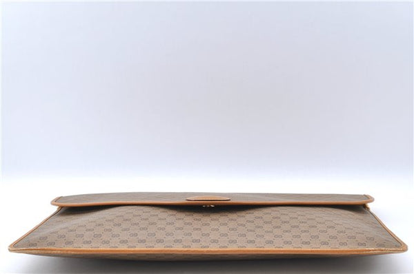 Authentic GUCCI Micro GG PVC Leather Documents Case Purse Brown J2662
