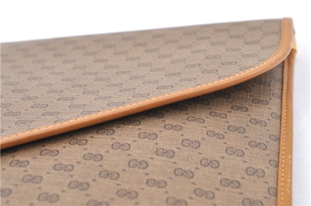 Authentic GUCCI Micro GG PVC Leather Documents Case Purse Brown J2662