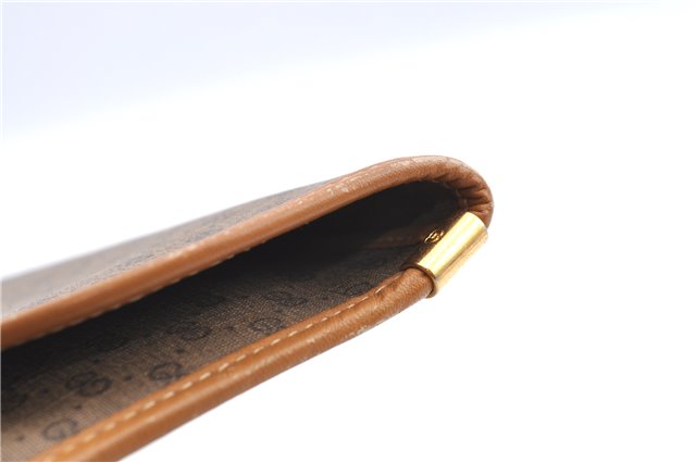 Authentic GUCCI Micro GG PVC Leather Documents Case Purse Brown J2662
