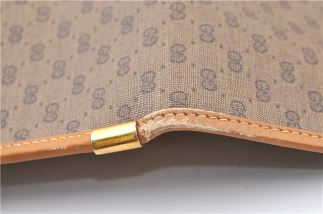 Authentic GUCCI Micro GG PVC Leather Documents Case Purse Brown J2662
