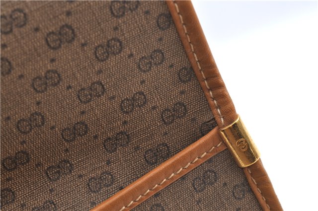 Authentic GUCCI Micro GG PVC Leather Documents Case Purse Brown J2662