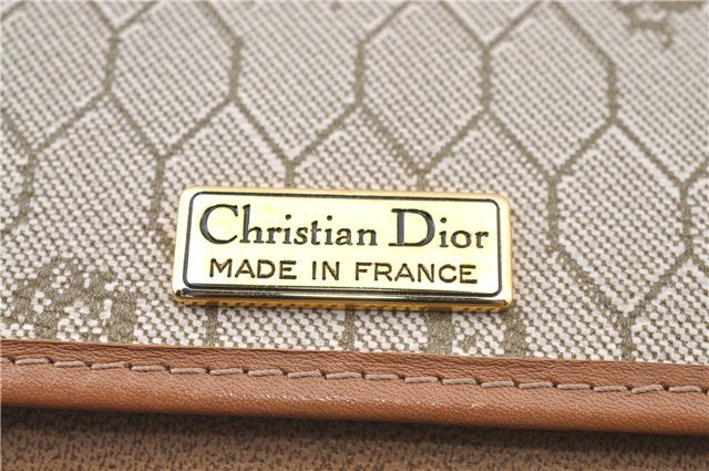 Auth Christian Dior Honeycomb Shoulder Cross Bag Chain PVC Leather Beige J2688