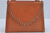 Authentic YVES SAINT LAURENT Hand Bag Purse Leather Brown J2689