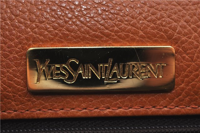 Authentic YVES SAINT LAURENT Hand Bag Purse Leather Brown J2689