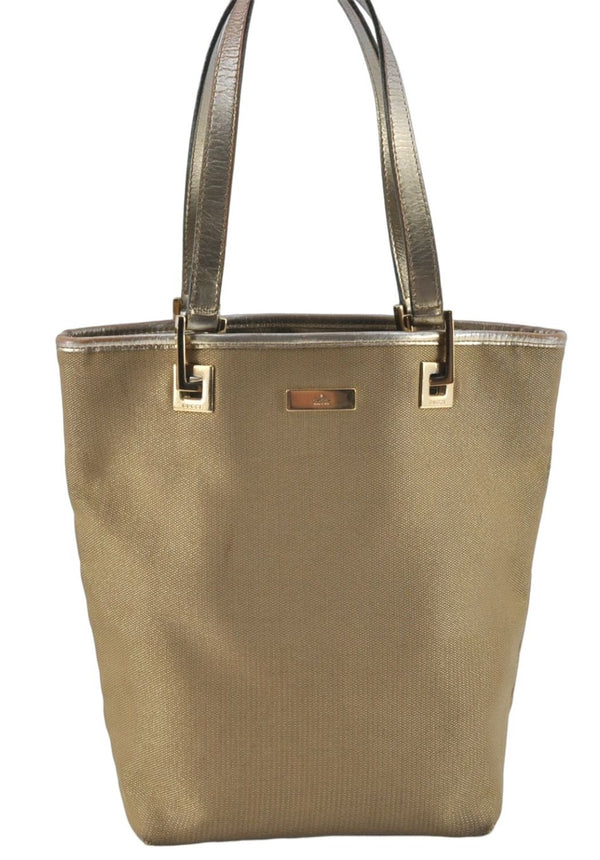 Authentic GUCCI Shoulder Tote Bag Canvas Leather 0021099 Gold J2695