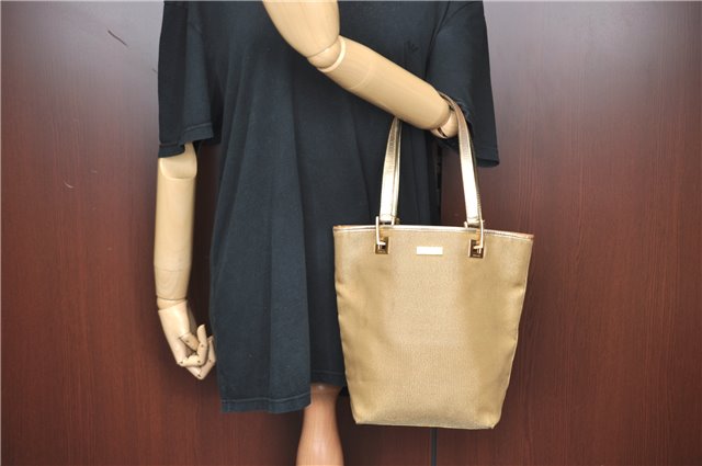 Authentic GUCCI Shoulder Tote Bag Canvas Leather 0021099 Gold J2695