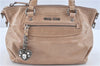 Authentic MIU MIU Leather 2Way Shoulder Hand Bag Purse Beige J2762