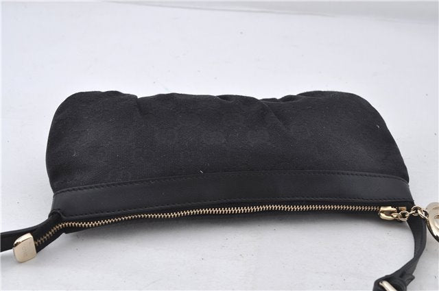 Authentic GUCCI Hand Bag Pouch Purse GG Canvas Leather 212122 Black J2787