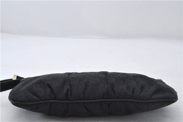 Authentic GUCCI Hand Bag Pouch Purse GG Canvas Leather 212122 Black J2787