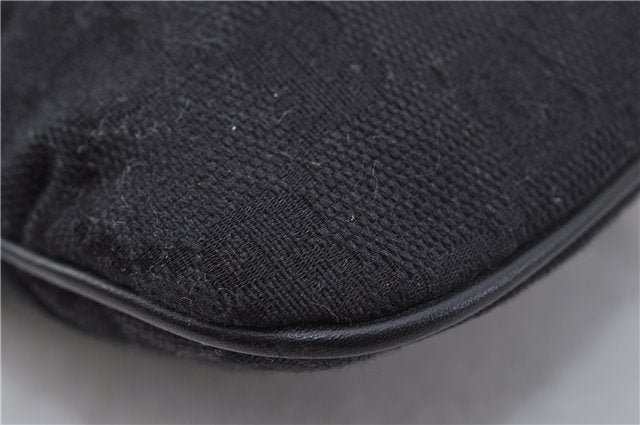 Authentic GUCCI Hand Bag Pouch Purse GG Canvas Leather 212122 Black J2787