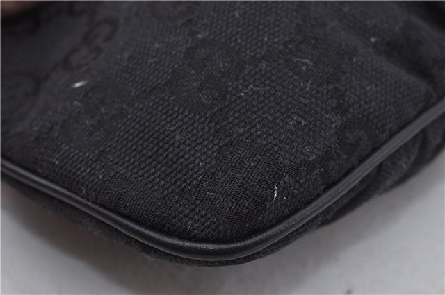 Authentic GUCCI Hand Bag Pouch Purse GG Canvas Leather 212122 Black J2787