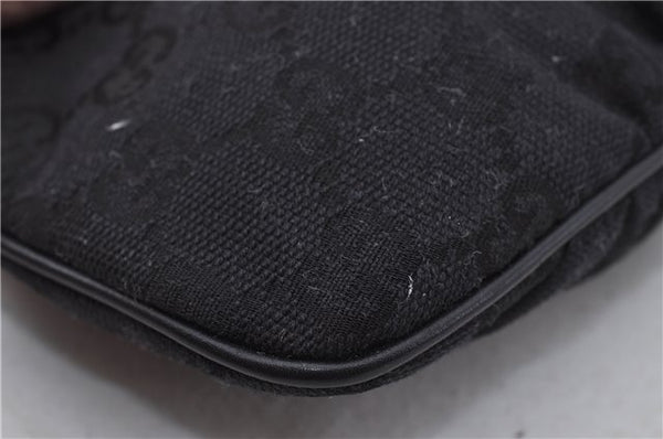 Authentic GUCCI Hand Bag Pouch Purse GG Canvas Leather 212122 Black J2787