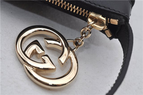 Authentic GUCCI Hand Bag Pouch Purse GG Canvas Leather 212122 Black J2787