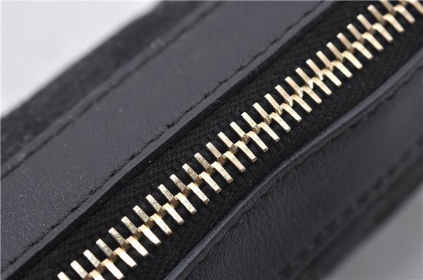 Authentic GUCCI Hand Bag Pouch Purse GG Canvas Leather 212122 Black J2787