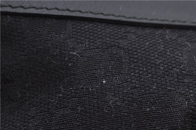 Authentic GUCCI Hand Bag Pouch Purse GG Canvas Leather 212122 Black J2787