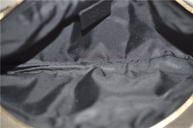 Authentic GUCCI Hand Bag Pouch Purse GG Canvas Leather 212122 Black J2787