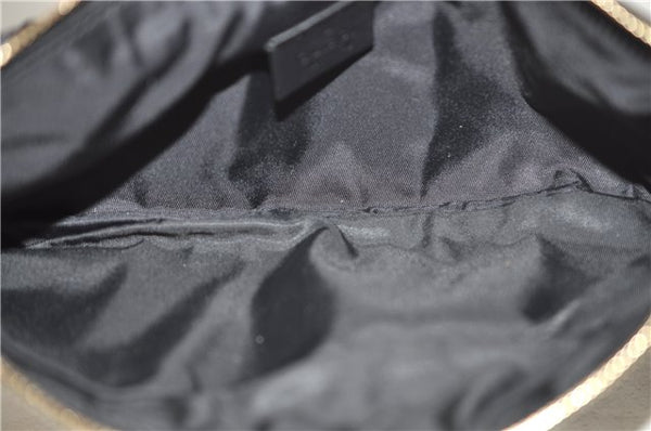 Authentic GUCCI Hand Bag Pouch Purse GG Canvas Leather 212122 Black J2787