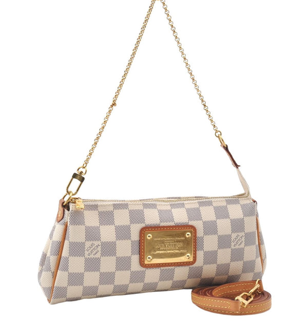 Authentic Louis Vuitton Damier Azur Eva Accessories Hand Pouch N55214 LV J2816