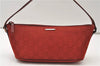 Authentic GUCCI Vintage Hand Bag Pouch Purse GG Canvas Leather 07198 Red J2818